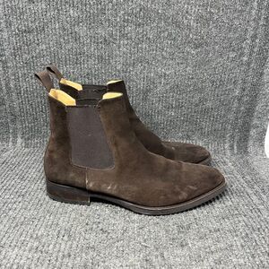 Jack Erwin Ellis Chelsea Boots Suede Full Grain Leather Brown Mens Size 9.5 US